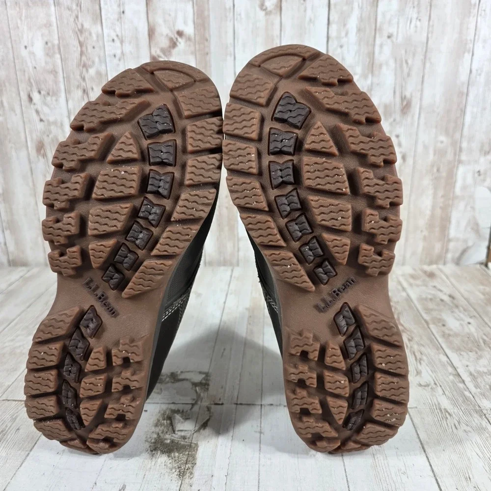 LL Bean Storm Chaser Mens 8.5 Brown Waterproof Leather Slip On Duck Boots 507173